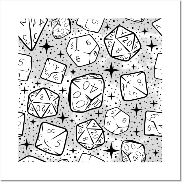 Dungeons and Dragons Dice Pattern | White DnD D20 Master Wall Art by SugaredTea